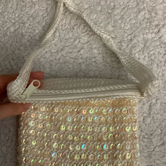 White / Pearly Colored Mini Crochet and Sequin Bag - Picture 11 of 15